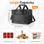 Collapsible Cooler Bags Insulated, 48 Cans Soft Cooler with Front Zipper Pocket & Shoulder Strap, Portable Leakproof Soft Sided Coolers for Camping/Beach/Picnic/Travel - Black