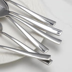 6 Piece Serving Utensils Set, Includes Serving Spoons x 2, Slotted Spoons x 2, Serving Forks x 2, Large Cutlery for Catering Buffet, Mirror Polished, Dishwasher Safe, 9 Inches