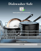 Cook N Home Nonstick Stockpot with Lid 6-QT, Professional Deep Cooking Pot Cookware Casserole with Glass Lid, Black