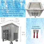 Commercial Fried Ice Cream Machine Single Pan Commercial Ice Roll Maker 20" Square Fried Ice Cream Pan Yogurt Fry ice Cream Machine for Bars/Cafes/Dessert Shops
