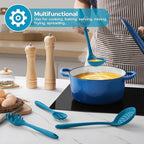 Onader Silicone Cooking Kitchen Utensils Set of 6, Navy Blue Kitchen Utensils Gadgets Set for Nonstick Cookware, Non Toxic & Dishwasher Safe