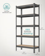 SONGMICS 5-Tier Storage Shelves, Load 2310 lb, Garage Storage, Boltless Assembly, Adjustable Shelving Unit, 11.8 x 29.5 x 59.1 Inches, for Study Shed Basement, Gray and Natural Beige UGLR300G01