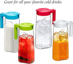 Amazing Abby - Slim - Tritan Pitcher (64 oz), Unbreakable Plastic Water Pitcher with Lid, BPA-Free, Heat-Resistant, Dishwasher-Safe, Great for Both Iced and Hot Drinks, Indoors and Outdoors, White