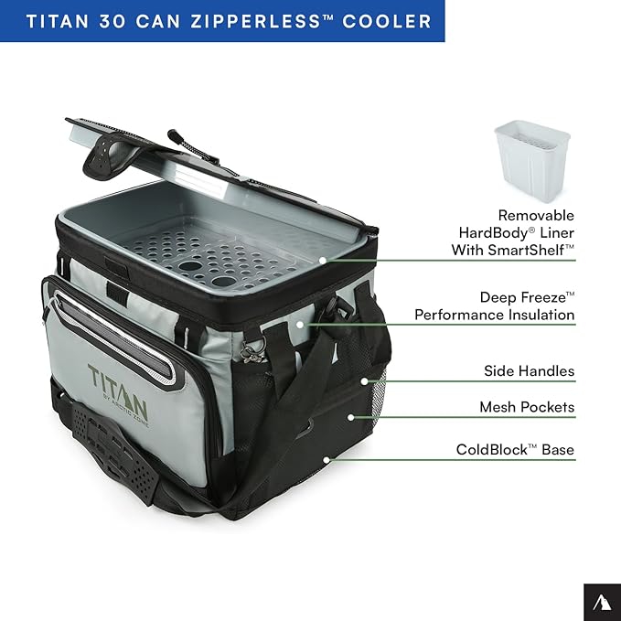 Titan by Arctic Zone 30 Can Zipperless Soft Cooler with HardBody Liner