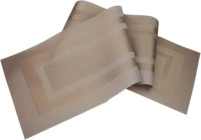 PIGCHCY 72 inches Table Runner,Table Centerpiece, Heat Resistant Vinyl Woven Washable Table Mats Sets (Champagne)