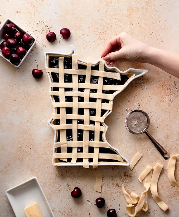 Minnesota Shaped Baking Dish Serving Platter or Decorative Tray Charming Porcelain Bakeware Oven Microwave and Dishwasher Safe