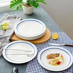 10.5-inch Porcelain Dinner Plate Set of 6 - Microwave, Oven and Dishwasher Safe, Scratch Resistant. (Scuba Blue)