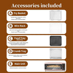 SEEDEEM 9-in-1 Air Fryer Oven, 16-Quart Countertop Convection Oven with Toaster, Broil, Pizza, Dehydrator, Large Capacity Kitchen Appliance in Pink, Silver, Black