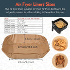 [3-Size] Air Fryer Disposable Paper Liner Compatible with COSORI AirFryer Toaster Oven, Non-stick Air Fryers Parchment Paper Baking Accessories (100Pcs - 9.1 Inch Square, Natural)
