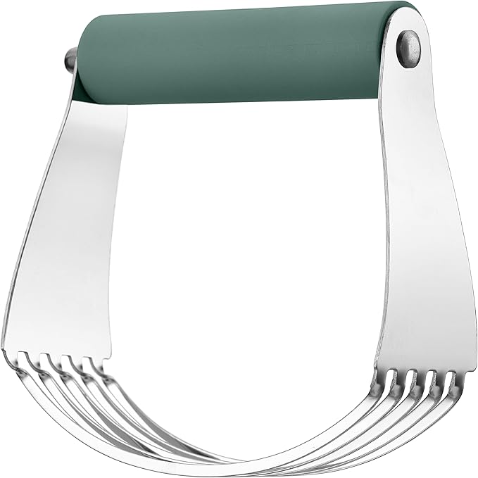Spring Chef Large Dough Blender For Baking, Manual Dough Cutter Tool, Stainless Steel Puff Pastry Cutter Tool with Sharp Blades, Dishwasher Safe Pastry Blender for Easy Mixing - Pine Green