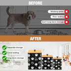 3 Pack Airtight Dog Food Containers with Bamboo Lids, Metal Dog Treat Jars Canisters for Kibble, Biscuits, Snacks, Cookies, Pet Food Storage Set for Kitchen Counter(Black)