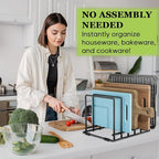 2-Pack Baking Sheet Organizer Rack – 5-Slot Bakeware & Cookie Tray Holder for Kitchen Cabinet or Countertop, Compact Stainless Steel Cutting Board Rack with Rust-Resistant Frame & Anti-Slip Feet