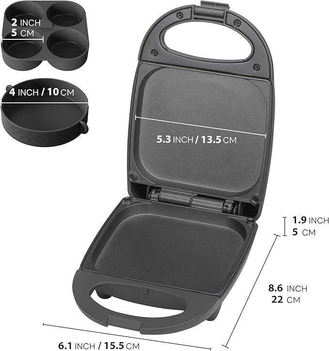 Egg Bite Maker with 2 Silicone Egg Molds for Breakfast Sandwiches, Breakfast Maker, Omelet Pan, Healthy Snacks or Desserts, Black