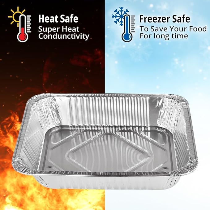 COMFICOVE Full Size Aluminum Foil Pans (20 Pack) — Heavy Duty Deep Steam Table Trays for Buffet, Catering, Baking, Roasting, Cooking BBQ Grilling, Baking Pan Trays