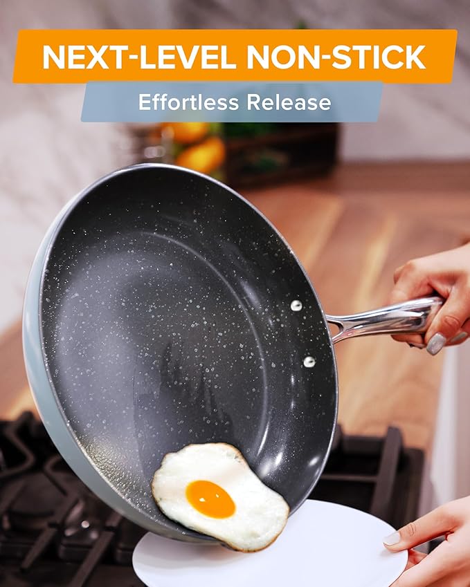 Nuwave Lux 13-Piece Premium Cookware Collection, Healthy G10 Duralon Blue Ceramic Nonstick, Ultra Durable, PFAS-Free, Lightweight & Works on All Cooktops