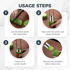 2pcs Pepper Seed Corer & 2pcs Cleaning Brush, Stainless Steel Fruit and Vegetable Corer Tool Fruit Core Remover Core Pit Remover for Pepper Tomato Apple (With Hole)