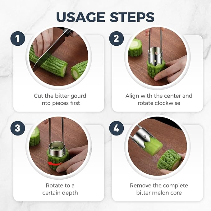 2pcs Pepper Seed Corer & 2pcs Cleaning Brush, Stainless Steel Fruit and Vegetable Corer Tool Fruit Core Remover Core Pit Remover for Pepper Tomato Apple (With Hole)