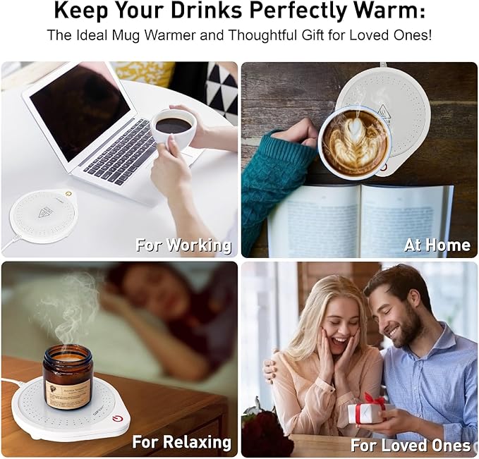Coffee Mug Warmer,Electric Beverage Warmers, Cup Warmer for Heating Coffee, Beverage, Milk, Tea and Hot Chocolate (White)
