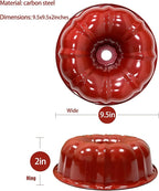 Classic Bakeware 9.5 Inch Non-stick Fluted Cake Pan,Heavy Duty Carbon Steel Tube Baking Mold Red