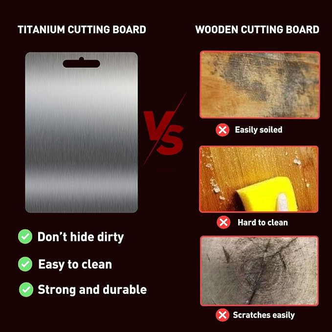Titanium Cutting Board - Cutting Boards for Kitchen, Double-sided Food-grade Titanium Chopping Boards Perfect For Cutting Meats, Fruits, Vegetable (14"L x 10"W)