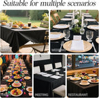 WIGENIUS 2 Pack Black Table Cloth Rectangle 60x102 Inch Polyester Tablecloths for 6ft Rectangle Tables - Reusable Wrinkle Resistant Washable Cloth Cover for Wedding Banquet Party | Hemmed Edges