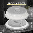 Collapsible Microwave Splatter Cover, Vented Microwave Lid with Hook Hole, Splatter Guard for Plate Dish Bowl, Vegetable Fruit Colander Multi-function Kitchen Gadget, BPA-Free (Grey)