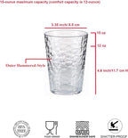 KOXIN-KARLU Hammered 15-ounce Plastic Tumbler Acrylic Glasses, set of 6 Clear