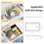 Dish Drying Rack for Kitchen Counter, Space-Saving Dish Rack, Multifunctional Dish Drainer Rack, Sink Kitchen Dishes Strainer, Dryer Rack with Drain Board, and Cutlery Holder,Small Size Gray