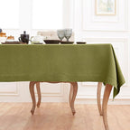 Solino Home Linen Avocado Green Tablecloth 60 x 108 Inch - Classic Hemstitch, 100% Pure Linen Rectangular Tablecloth - Machine Washable Table Cloth for Summer, Fall, Autumn