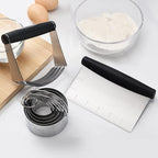 HULISEN Stainless Steel Biscuit Cutter Set, Pastry Scraper and Dough Blender, Sturdy & Long-Lasting with Ergonomic Rubber Grip, Professional Baking Dough Tools, Gift Package (3 Pcs/Set)