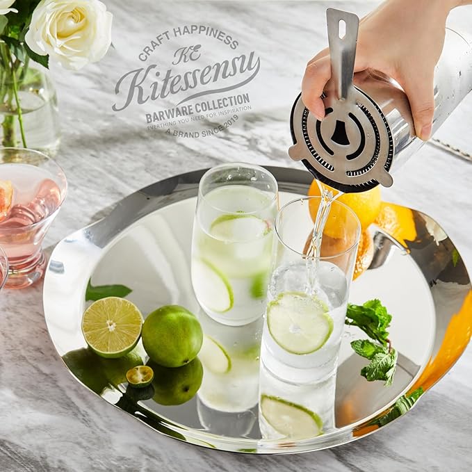 KITESSENSU Boston Cocktail Shaker Set, 8-Piece Professional Bartender Kit with Stainless Steel Martini Drink Mixer, Hawthorne Strainers, Double Jiggers, Dishwasher Safe Bar Tools for Home Bars & Gifts