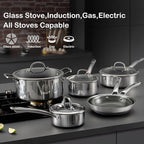 Sauce pan with lid,1.5 Quart Hybrid Nonstick Sauce pans set, Stainless Steel cookware,non stick Pots PFOA Free,Works on Induction,Ceramic and Gas Cooktops