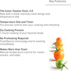 Panasonic FlashXpress Toaster Oven Countertop, 4-Slice Compact Size w/Double Infrared Heating, PFAS-free, 6 Auto Cook Options & Precise Temperature Control, 1300W - NB-G200P (Stainless Steel)