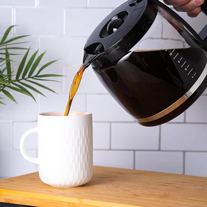 14-Cup Coffee Pot Replacement Carafe Glass Compatible with Cuisinart Coffee Maker Models DCC-2200, DCC-2600, DCC-2800, DCC-3200, DCC-3200P1, DCC-T20, Black