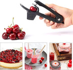 2 Packs Cherry Pitter Tools, Cherry Seed Core Remover Olives Pitter Tool, Stainless Steel Cherries Corer with Space-Saving Lock Design (Black & Green)