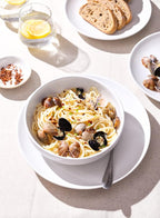 LE TAUCI Pasta Bowls 45 oz, Salad Bowls Set for Serving Soup, Pasta, Noodle, Dinner, Large Kitchen Bowl Plates, Microwave Safe - 8.5 Inch, Set of 4, White