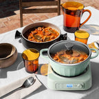 BUYDEEM 5-in-1 Slow Cooker 4.7QT with Removable Nonstick Stockpot, Compatible with Various Cookwares, Two Temperature Controls, Customized Time Settings, Auto Keep Warm for 2H, Cozy Greenish