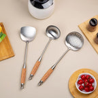 FJNATINH Metal Spatula,Wok Utensil Wok Spatulas for Kitchen Use Cooking Utensils Spatula for Cooking,Wooden Handle