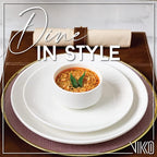 Vikko Modern Soup Bowls, Set of 4 White Porcelain Bowls, Stackable 9.5 oz Elegant Restaurant Style Soup Bowl Set, Microwave and Dishwasher Safe