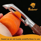 Serrated Blade Premium I Type 304 Stainless Steel Multifunctional Kitchen Peeler Real Wood Handle Ultra Sharp Blade Vegetable Potato Apple(Wenge)
