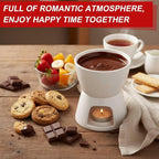 Mudder 8 Pcs Mini Fondue Pot Set with 32 Color Coded Forks Porcelain Tea Light Melting Mugs for Chocolate Cheese Dessert Small Fondue Pot Set for Christmas Valentine's Tapas Gifting (Red White)