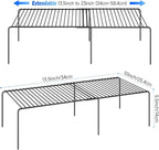 Expandable Storage Shelf, Pantry Organizers and Storage, Adjustable Rustproof Metal Wire Spice Rack, Space Saver Kitchen Storage Shelves for Pan, Pot, Countertop, Drawer, Fridge, Set of 4, Black