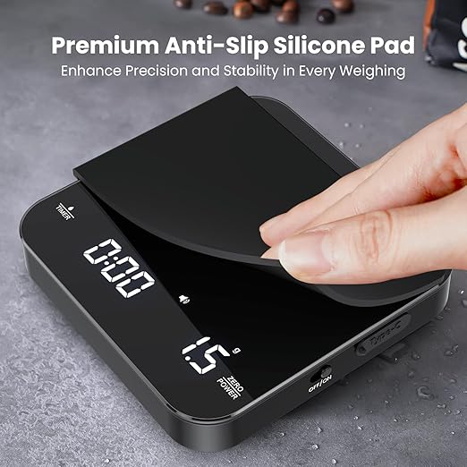 Maestri House Mini Coffee Scale with Timer, USB-C Rechargeable Espresso Scale, 2kg/0.1g Accurate Scale for Espresso and Pour-Over Coffee, Portable Digital Kitchen Scale with Auto Timer (Black)