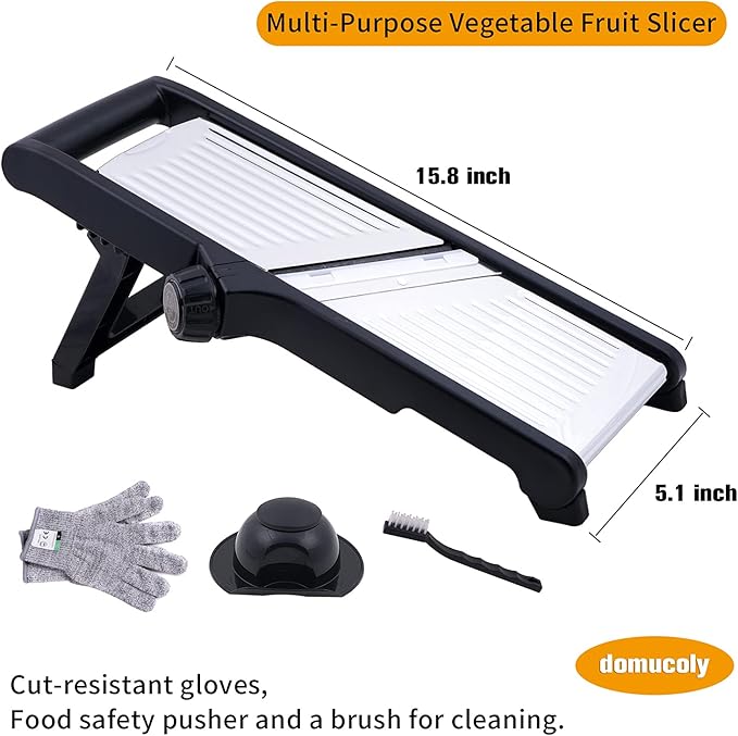 Adjustable Mandoline Slicer Mandoline Slicer for Kitchen with Cut-Resistant Gloves,Potato Slicer, Vegetable Slicer, Mandoline French Fry Cutter Stainless Steel Vegetable Chopper