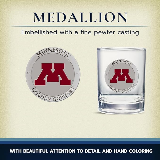 Heritage Pewter Minnesota Double Old Fashion | Double Rocks Glass 14 OZ for Liquor | Expertly Crafted Pewter Glass