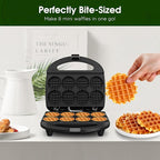 Mini Waffle Maker for Kids, Make Bite-Sized 8 * 2" Tiny Waffles, Great for Breakfast, Snacks, Desserts and More