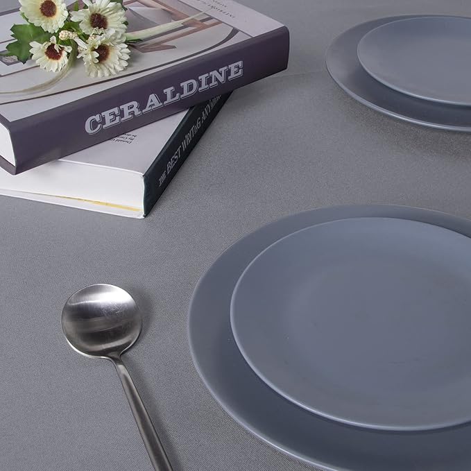 sancua Rectangle Tablecloth - 60 x 84 Inch - Stain and Wrinkle Resistant Washable Polyester Table Cloth, Decorative Fabric Table Cover for Dining Tables, Buffet Parties and Camping, Light Grey