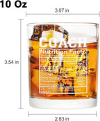 Futtumy Coach Nutrition Facts Whiskey Glass, Coach Gifts for Men, Basketball Coach Gifts, Baseball Coaches Gift, Best Coaches Gift for Soccer Softball Volleyball for Graduation Competition Christmas