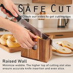 Large Adjustable Bagel Slicer Holder (Upgraded) – Acacia Wood Bread Cutter for different sizes Bagels, Buns, English Muffins – Non-Slip Base, Easy Storage (Large)