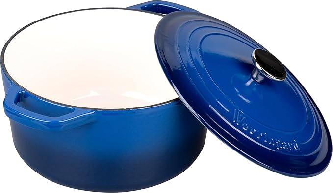 Enameled Cast Iron Dutch Oven Pot with Lid, for Bread Baking, Round Bread Oven- include Sourdough Bread Baking Supplies Set, 4.5QT, Blue